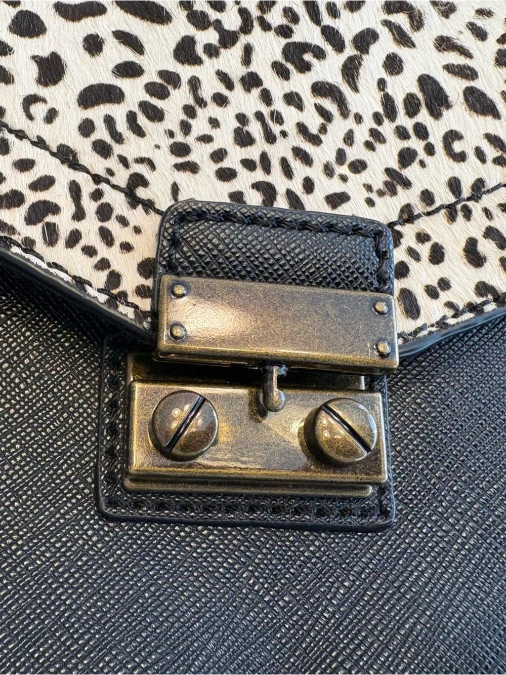 J. Crew Snow Leopard Print Genuine Calf Hair & Faux Leather Clutch/Shoulder Bag